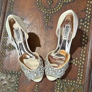 Badgley Mischka Ivory Embellished Heels
